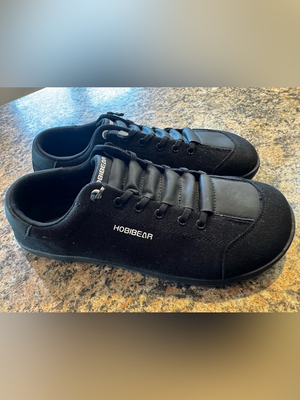 Hobibear M 10 EU 43 Barefoot Zero Drop Sneakers Black Canvas Minimalist Wide Toe